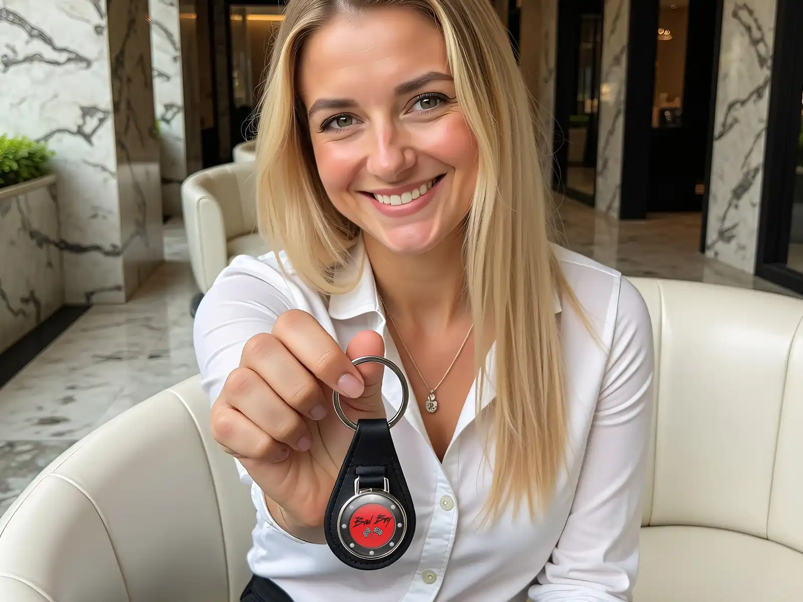 Leather Key Ring High-Quality Domed Racing Design